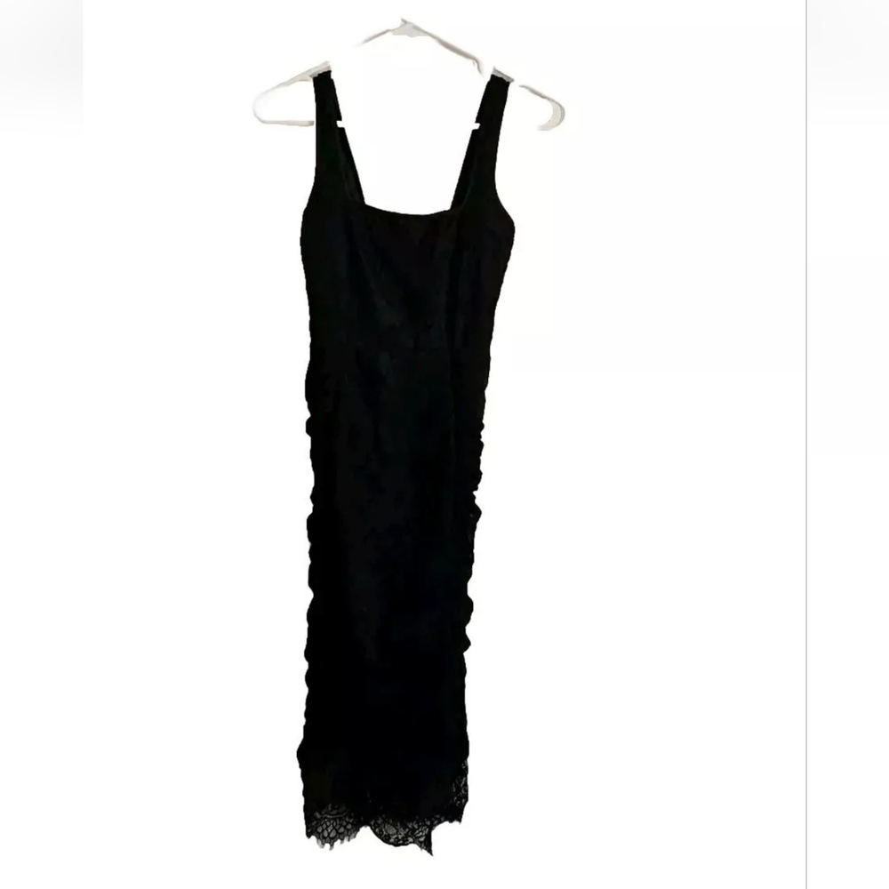 Prettylittlething Black Lace Mesh Bodycon Dress Party Club size 2